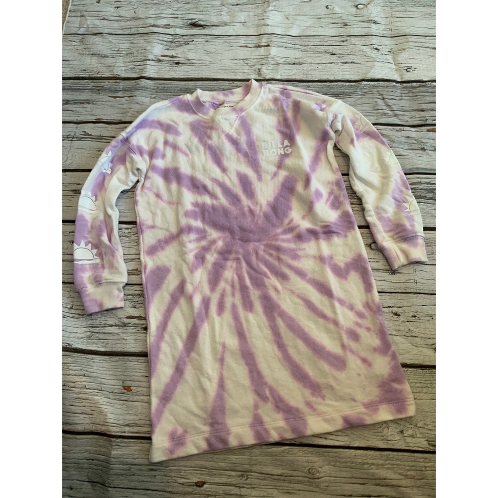 Billabong Girls Purple Tie Dye Sweatshirt Dress Long Sleeve‎ Mini XS